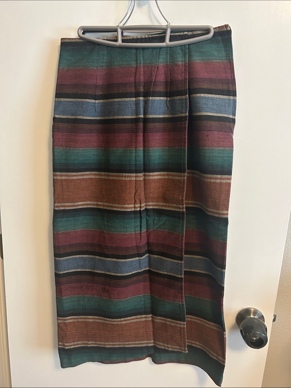 Western Multi-Stripe Skirt - Green, Brown & Maroon
